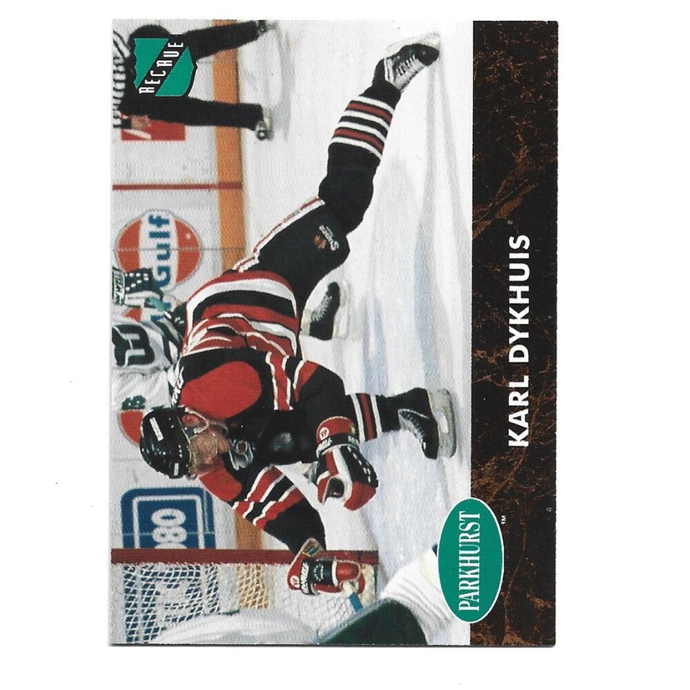 1992 French Parkhurst Karl Dykhuis Chicago Blackhawks Rookie Hockey Card [h54]